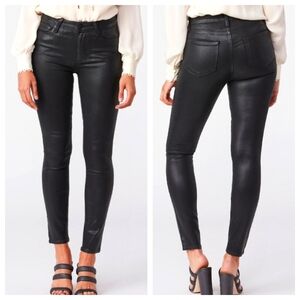 PAIGE Hoxton Ankle Pant in Black Fog Luxe Coating Women's Size 24 Black